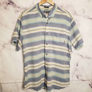 EDDIE BAUER Button Down Stripe Short Sleeve Men's Shirt XL